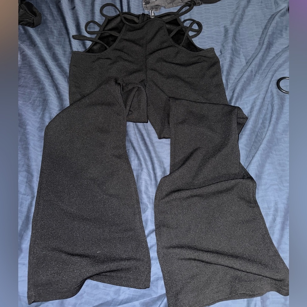 full length black pants open sides
